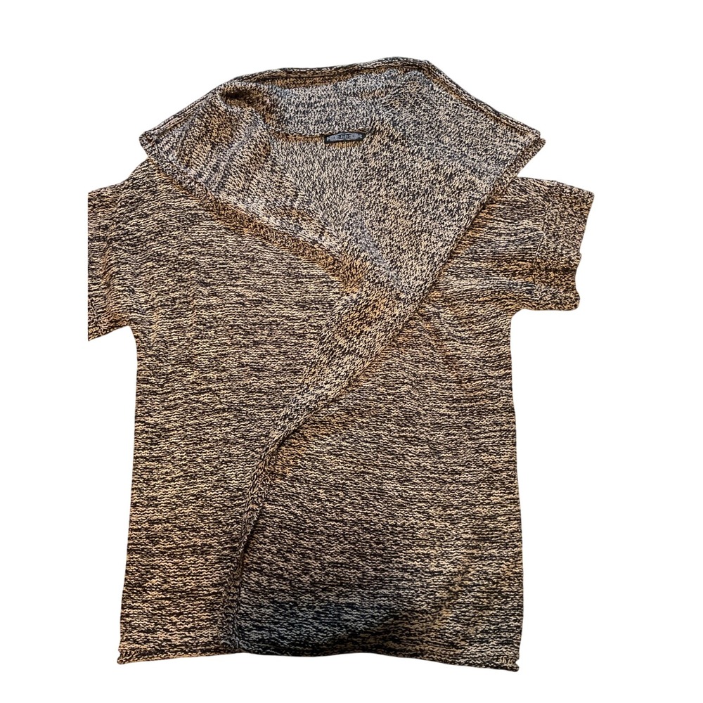ZoZo Womens Knit Cardigan Sweater Top Marled Tan Black Size L